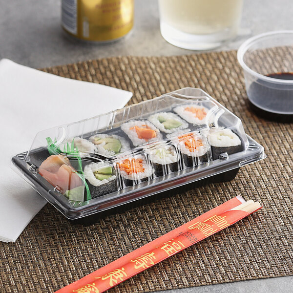 4 1/2 x 6 1/2 Medium Sushi Container with Lid - 500/Case